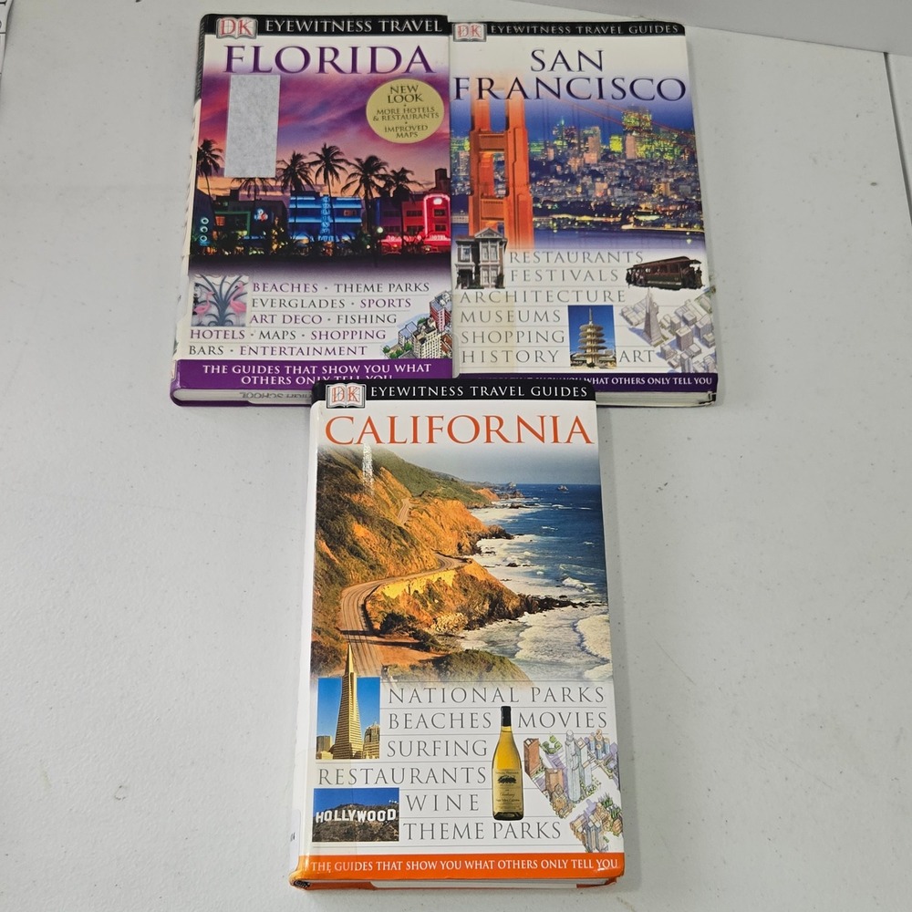 DK Eyewitness Travel Guides Florida San Francisco California Lot of 3 Books
